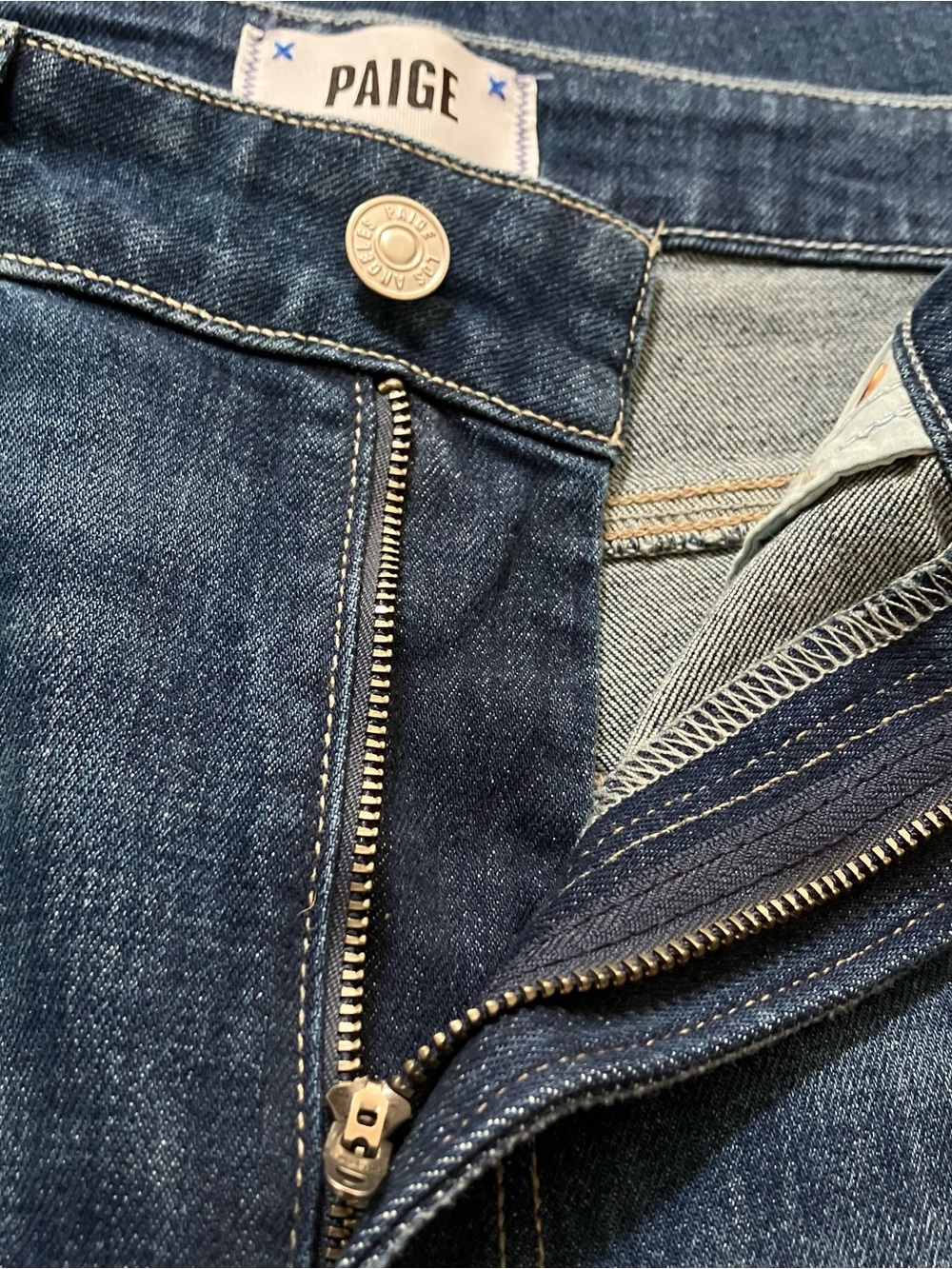Paige Anessa 31" Wide Leg Denim Jeans Raw Hem High Rise Ancient Wash size 28 - Picture 9 of 12